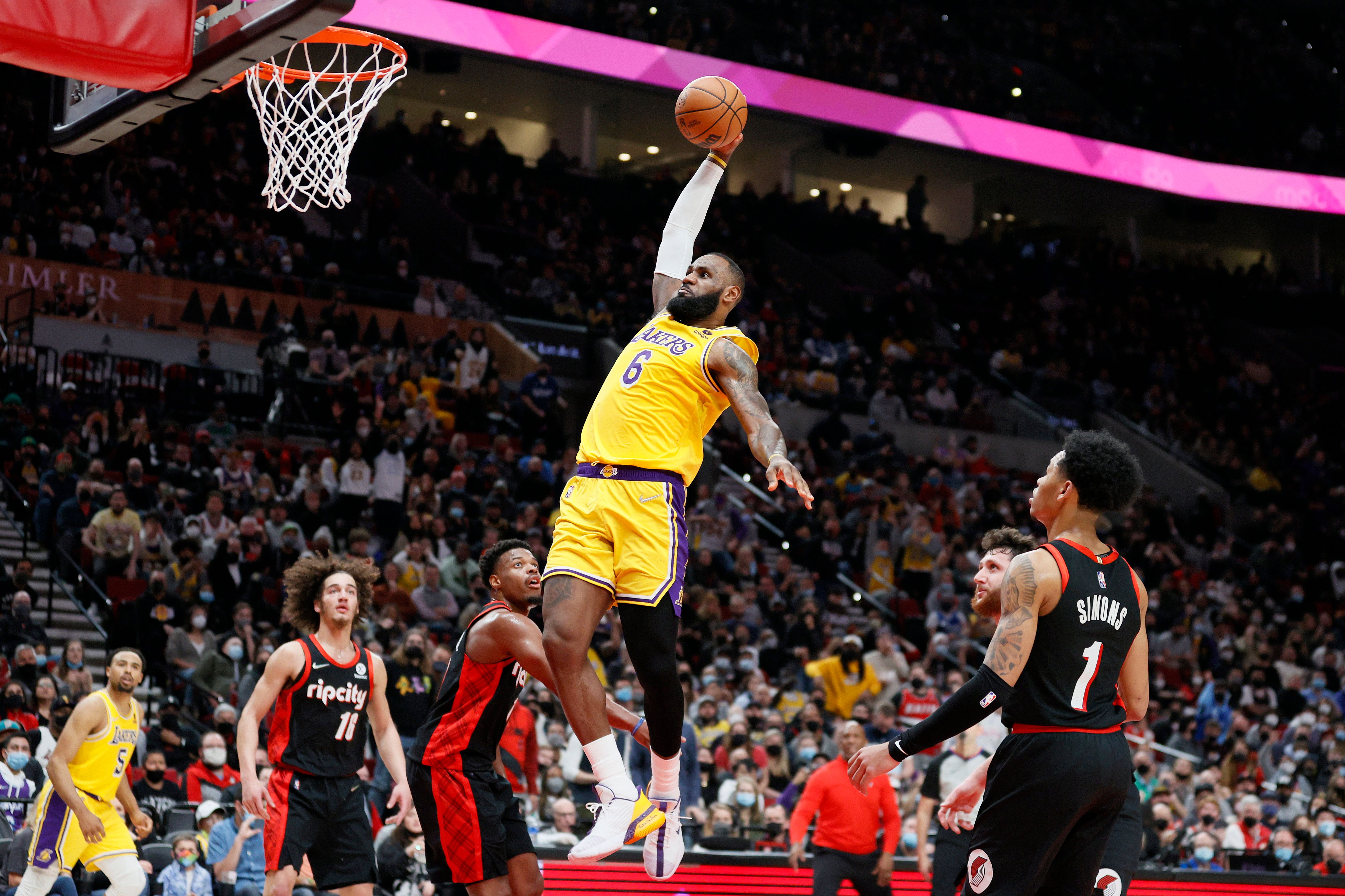 LeBron James Celebrates After Breaking Kareem's All-Time Scoring Record