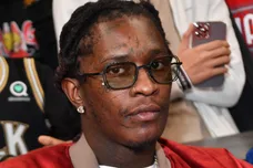 Rapper Young Thug attends the game between the Phoenix Suns and the Atlanta Hawks at State Farm Arena.