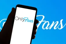In this photo illustration, the Onlyfans app logo is on the