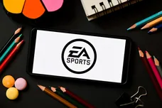 In this photo illustration a EA Sports logo seen displayed