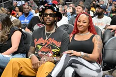 Celebrities Attend Philadelphia 76ers v Atlanta Hawks