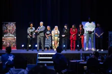 WWE stars Alicia Taylor, Cody Rhodes, Gabi Butler, Liv Morgan, Evan St. Amand, Carmella, Bayley, Omos and Finn Balor with 20 Make-A-Wish kids at Universal Studios Hollywood