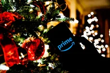 In this photo illustration the Amazon Prime logo seen