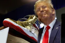Presidential Candidate And Former President Donald Trump Attends Sneaker Con To Launch His New Shoe Line