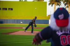 WEST PALM BEACH, FL - FEB 24, 2024: The rapper Travis Scott thr