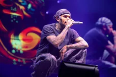 Chris Brown performing at Crypto.com Arena.