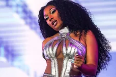 Megan Thee Stallion performs on the main stage at the Coachella Valley Music and Arts Festival in Indio, Calif., Saturday, April