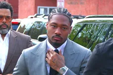Former New England Patriots wide receiver Stefon Diggs arrives at Dedham District Court on Tuesday, May 5, 2026 for the second