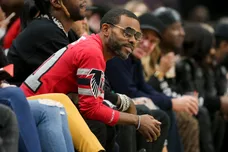 Dec 18, 2018; Atlanta, GA, USA; Entertainer Lil Duval watches a game between the Washington Wizards and Atlanta Hawks in the