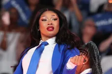 Tuesday, July 30, 2024; Atlanta, Ga; Grammy winner Megan Thee Stallion performs during a presidential campaign rally for Vice