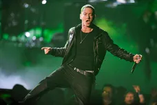 Feb 13, 2011; Los Angeles, CA, USA;  Recording artist Eminem performs at the 2011 Grammy Awards. Mandatory Credit: Robert