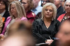 Jan 31, 2023; Walterboro, SC, USA; Television journalist Nancy Grace listens to Alex Murdaugh   s trial for murder at the