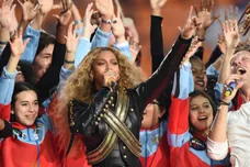 Feb 7, 2016; Santa Clara, CA, USA; Recording artist Beyonce performs during halftime between the Carolina Panthers and the