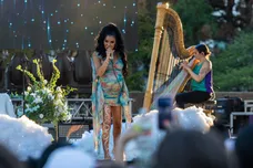Jhene Aiko performs on the Grande Stage during the Mo Pop Festival 2022 at Hart Plaza on Sunday, July 31, 2022.