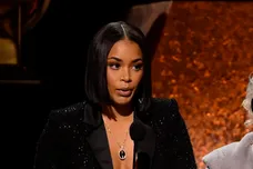 Jan 26, 2020; Los Angeles, CA, USA;  Lauren London (left) and other family member of Nipsey Hussle accept the award Best Rap