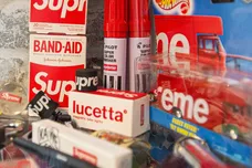 A selection Supreme branded items for sale at Underground Closet in Burlington, VT.Bur061319streetware2