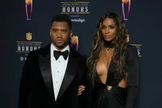 Feb 10, 2022; Los Angeles, CA, USA; Russell Wilson and his wife Ciara appears on the red carpet prior to the NFL Honors awards