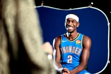 OKC Thunder guard Shai Gilgeous-Alexander answers questions during NBA media day at Paycom Center in Oklahoma City on Monday,