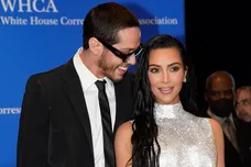Apr 30, 2022; Washington, DC, USA; Pete Davidson and Kim Kardashian arrive at the White House Correspondents  Association annual