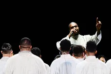 Kanye West performs with the Sunday Service Choir at the annual Strength to Stand Youth Conference at the LeConte Center in