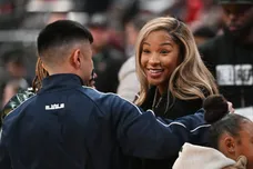 Savannah James, wife of LeBron James, was on hand during the Ohio Play-by-Play Classic on Dec. 17 at Nationwide Arena. Her sons