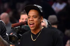 Feb 17, 2013; Houston, TX, USA; Eastern Conference forward LeBron James (left) of the Miami Heat greets recording artist Jay-Z