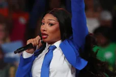Tuesday, July 30, 2024; Atlanta, Ga; Grammy winner Megan Thee Stallion performs during a presidential campaign rally for Vice