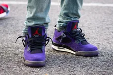 Image via <a href='http://www.nicekicks.com/travis-scott-x-air-jordan-4-purple-suede-closer-look/' rel="nofollow noopener" target='_blank'>Gabe Oshin/Nice Kicks</a>