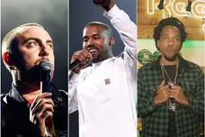 Kanye via Dimitrios Kambouris/Getty Images for Live Nation, Curren$y via Ryan Theriot/Getty Images for Reebok, Mac via Rich Fury/Getty Images