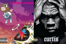 Kanye West "Graduation" album cover; 50 Cent "Curtis" album cover