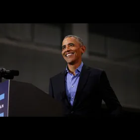 Former President Obama And Former Attorney General Eric Holder Campaigns With Michigan Democrats
