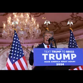 Former U.S. President Donald Trump  Makes An Announcement At His Florida Home