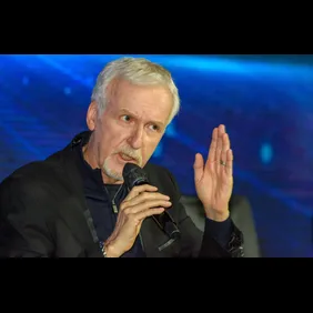 Canadian filmmaker James Cameron speaks during a Future