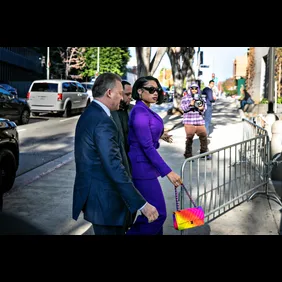 Megan Thee Stallion whose legal name is Megan Pete arrives at court to testify in the  trial of Rapper Tory Lanez for allegedly shooting her