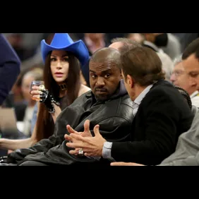 Kanye West and son watch game with Golden State Warriors co-owners