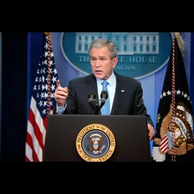 President Bush Holds Press Conference At White House
