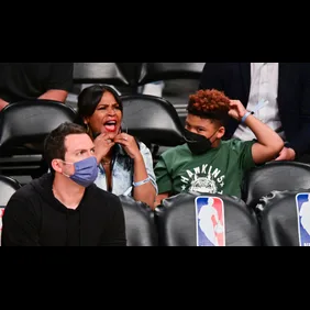 Celebrities Attend Brooklyn Nets v Milwaukee Bucks Game