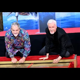 James Cameron And Jon Landau Hand And Footprint In Cement Ceremony At TCL Chinese Theatre