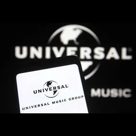In this photo illustration, Universal Music Group (UMG) logo
