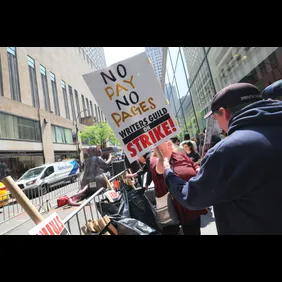 Writers Guild Of American Holds Rally Outside NBCUniversal In New York