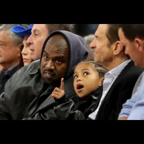 Kanye West and son watch game with Golden State Warriors co-owners
