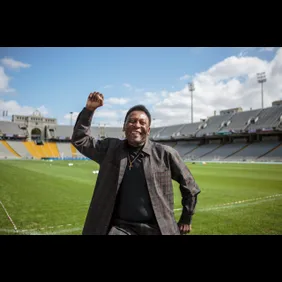 Soccer Legend Pele Visits Olympic Stadium In Barcelona