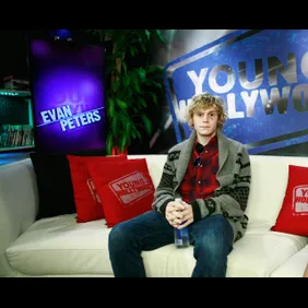 Evan Peters Visits Young Hollywood Studio