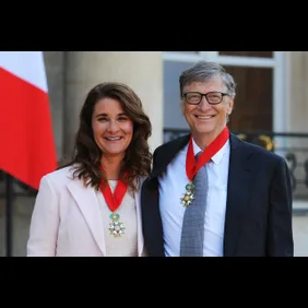 French President Receives Bill Gates, the co-Founder of the Microsoft Company At Elysee Palace