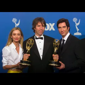 Calista Flockhart, David E. Kelley and Dylan McDermott at Emmy Awards Show