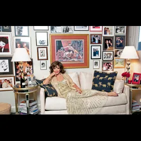Actress Dame Joan Collins In Her West Hollywood, California Apartment In 2015.