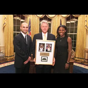 President Clinton With Agassi &amp; Williams