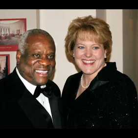 Guest arrivals: Supreme Court Justice Clarence Thomas and wi