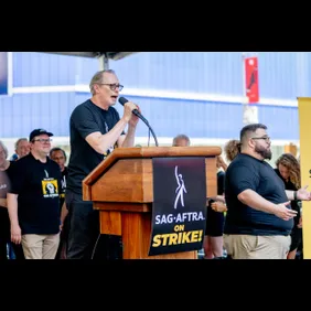 SAG-AFTRA Members Hold "Rock The City For A Fair Contract" Rally In Times Square