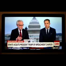 CNN televisioin coverage of Donald Trump impeachment trial